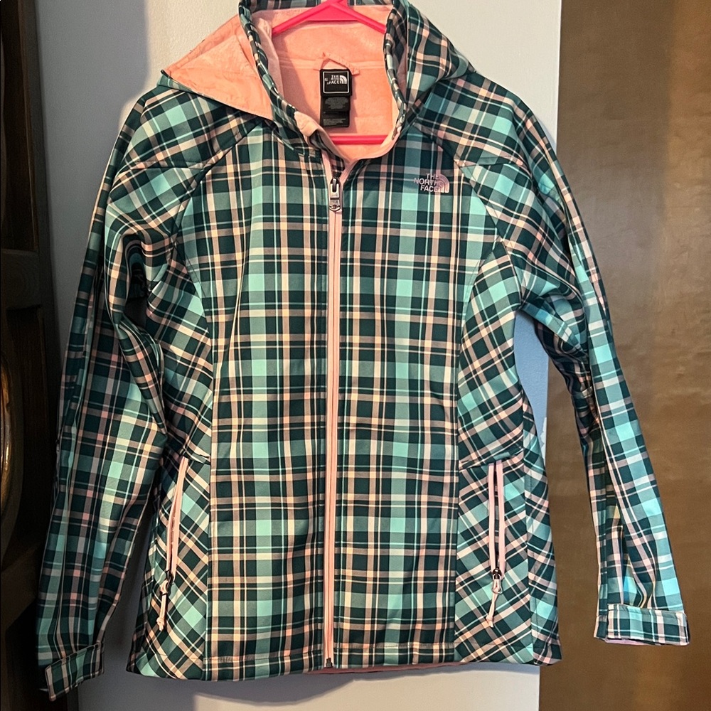 The North Face Blue and Pink Plaid Jacket